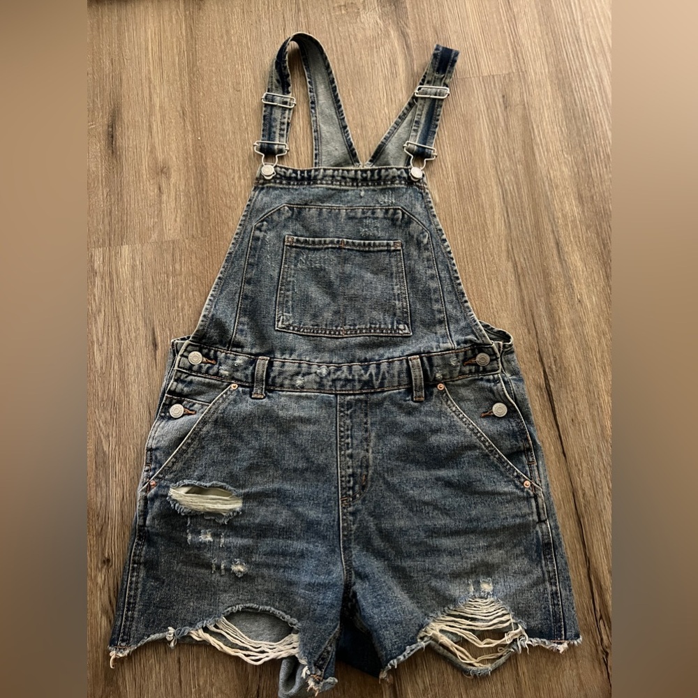 Wild Fable Distressed Denim Overalls/Shortalls